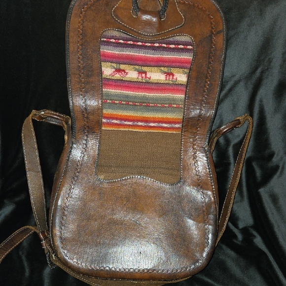 Brown Leather Crossbody Bag with Multicolor Accent - Picture 5 of 8